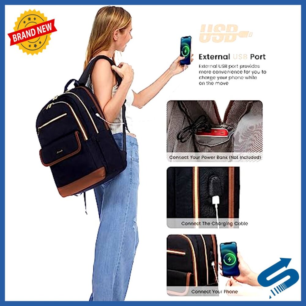 Chic Versatile Backpack with USB Lightweight Wate… - image 6